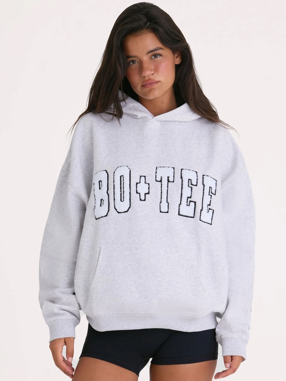 BO+TEE White Crewneck Hoodie Sweatshirt